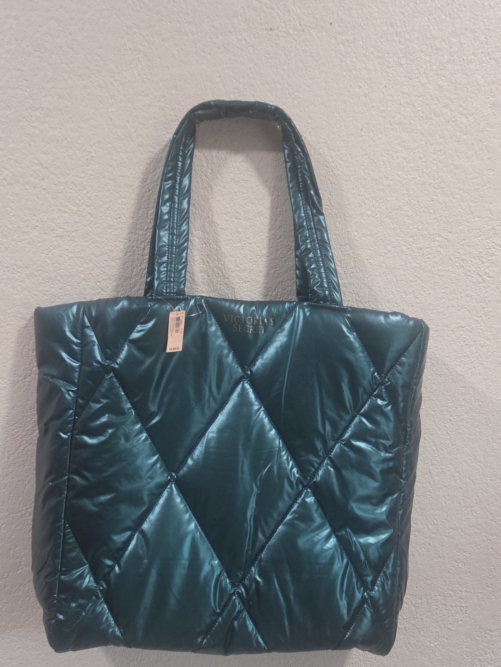 Victoria's Secret Shiny Teal Quilted Tote